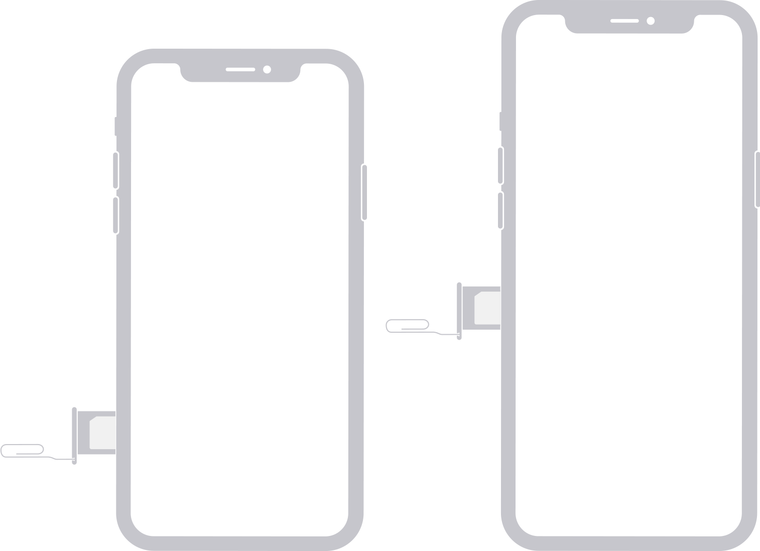 Two Smartphone Outline Frames With Blank Screens And SIM Tray PNG Icon