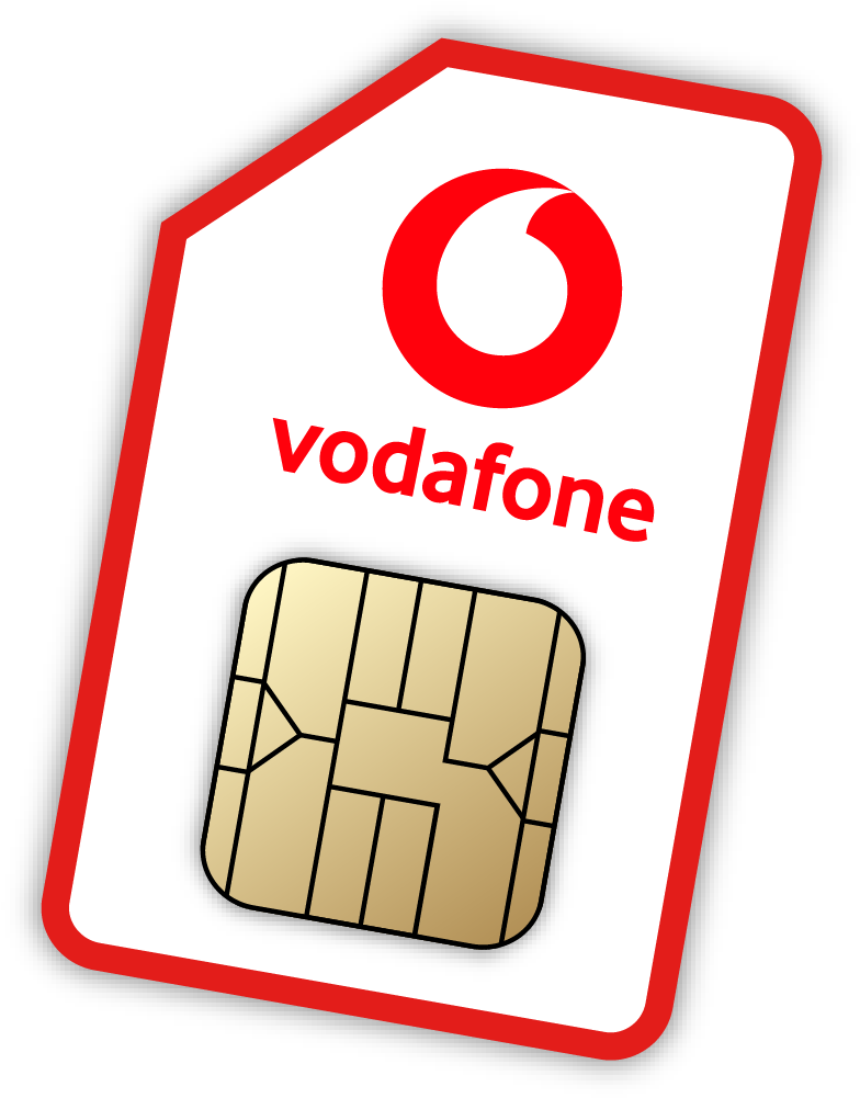 Vodafone Mobile SIM Card Red And White Retail Design PNG Graphic