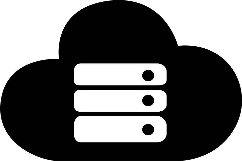 Black Cloud Computing Symbol With Three Server Units PNG Icon