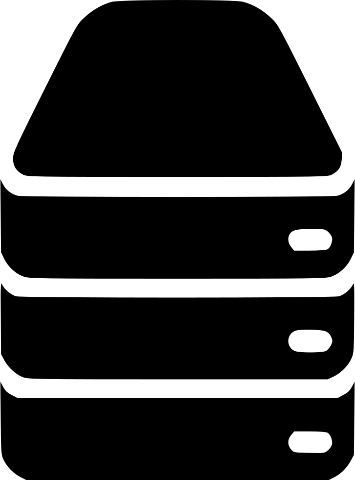 Black Stacked Rack Server Symbol With White Drive Bays PNG Graphic