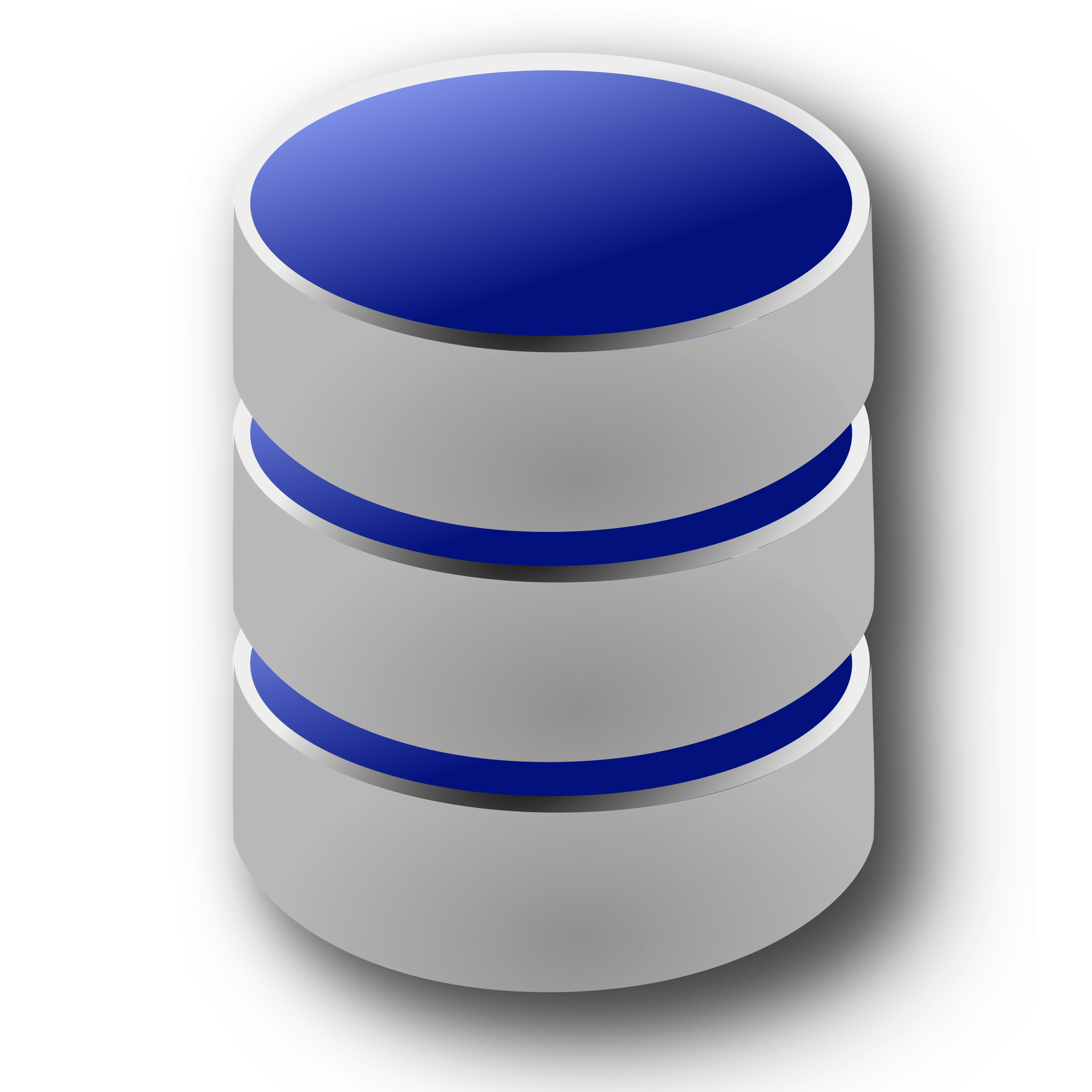 Blue And Silver Database Cylinder Icon With Glossy Finish PNG Graphic