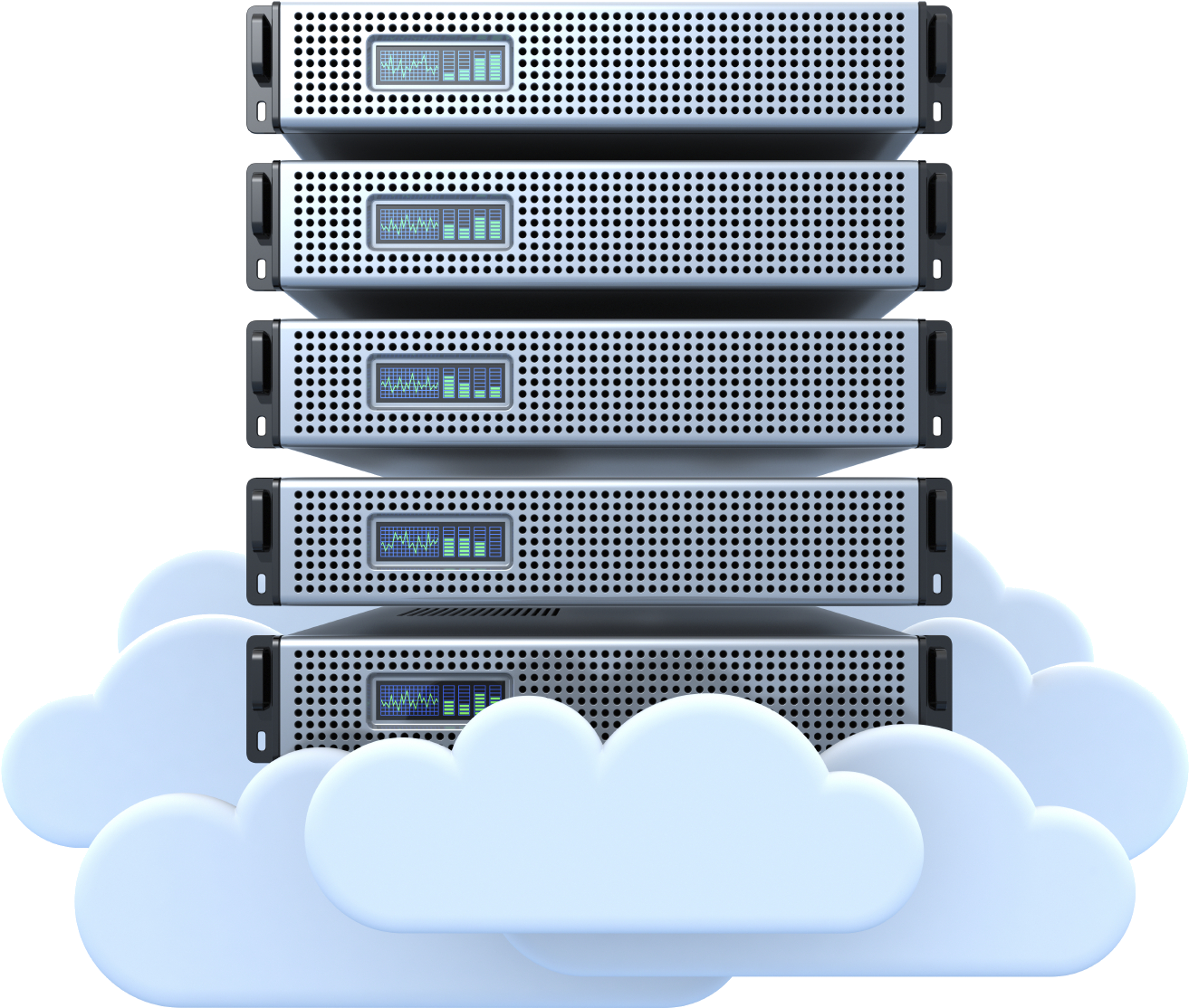 Cloud Hosting Server Racks With Multiple Database Units PNG Illustration