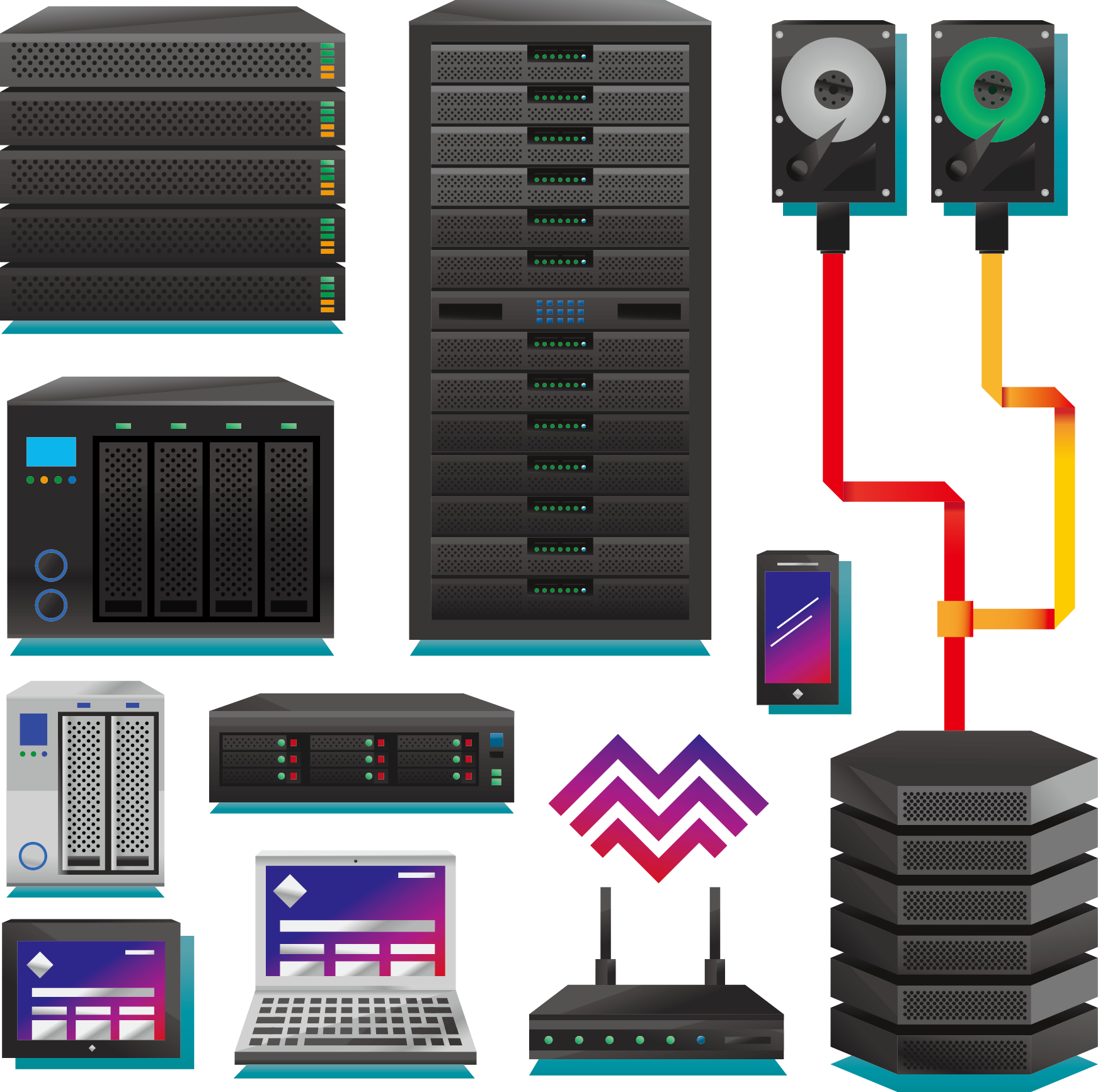 Collection Of Server Racks Network Hardware And Data Center Equipment PNG