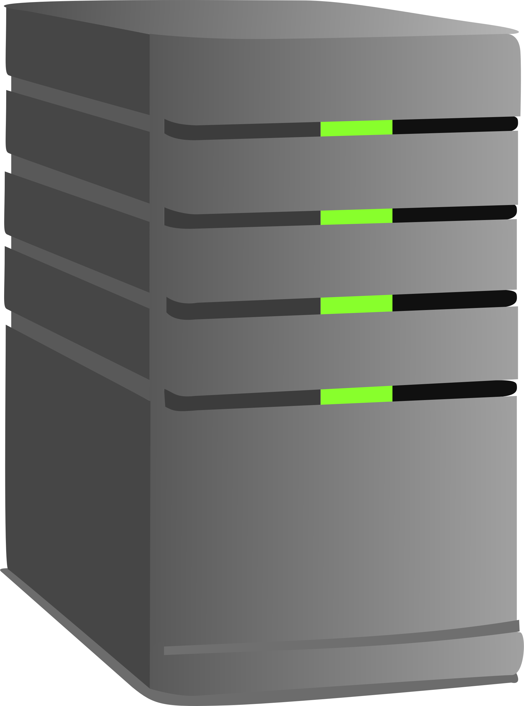 Dark Gray Tower Server With Green Drive Bay Indicators PNG Icon