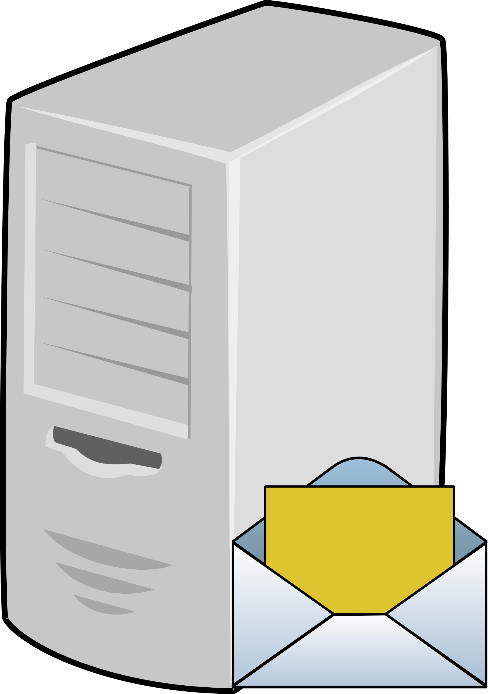 Desktop Server Tower With Yellow Email Envelope Symbol PNG Graphic