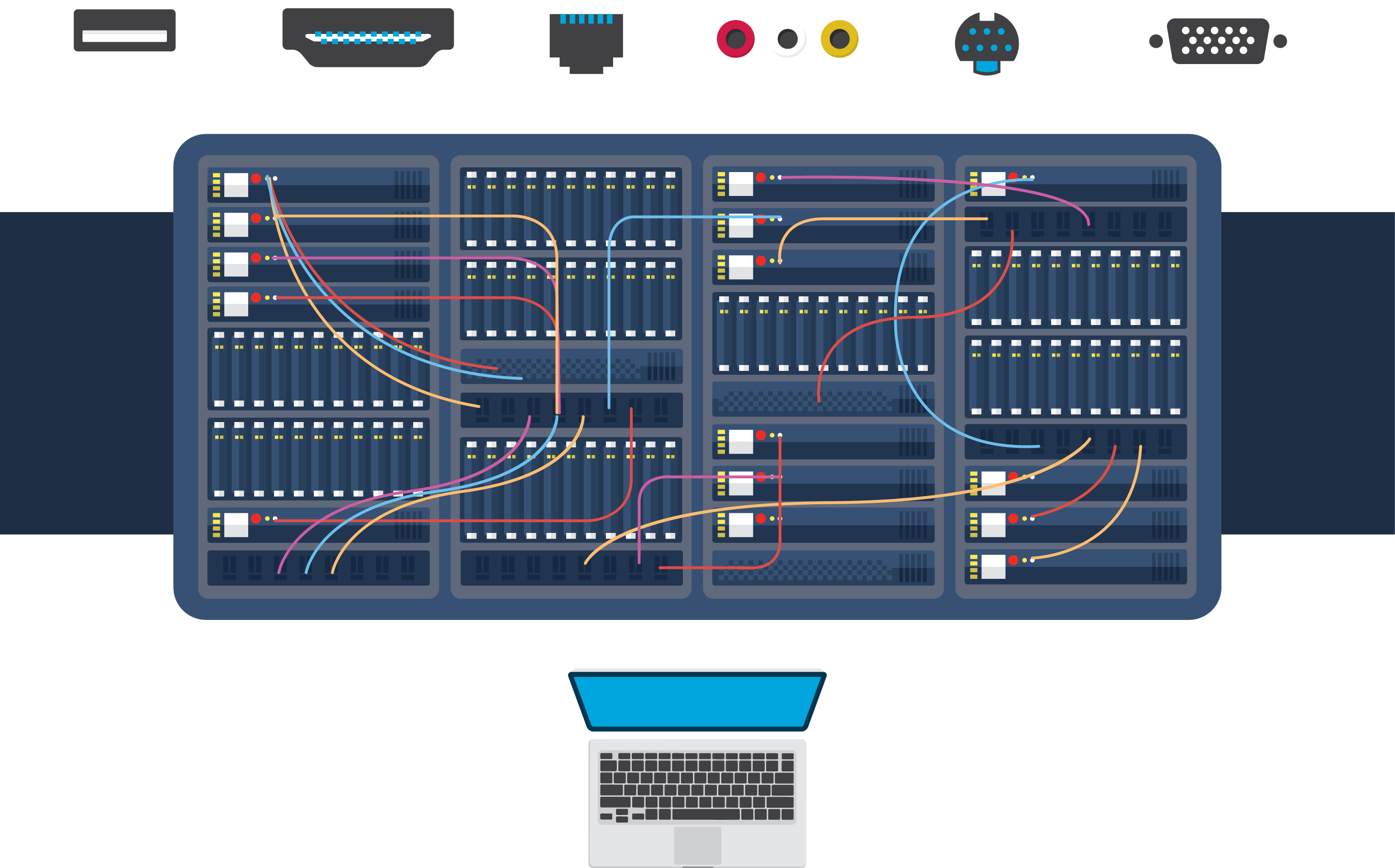 Detailed Server Rack Wiring And Circuit Board Layout Diagram PNG Image