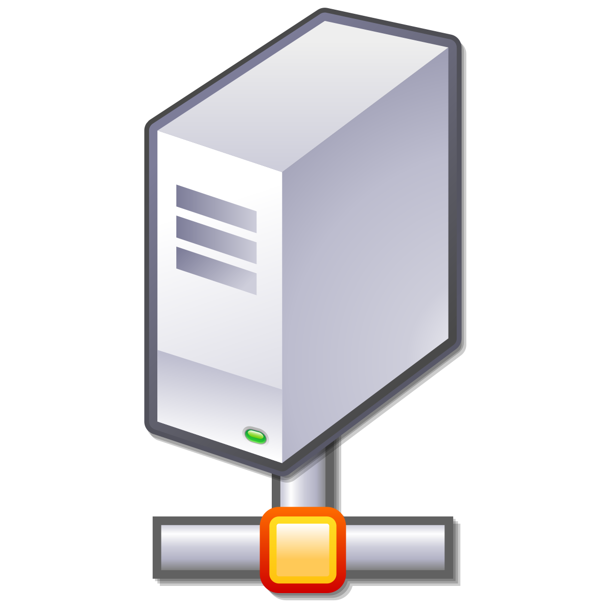 Server Tower With Network Connection Node Symbol PNG Illustration