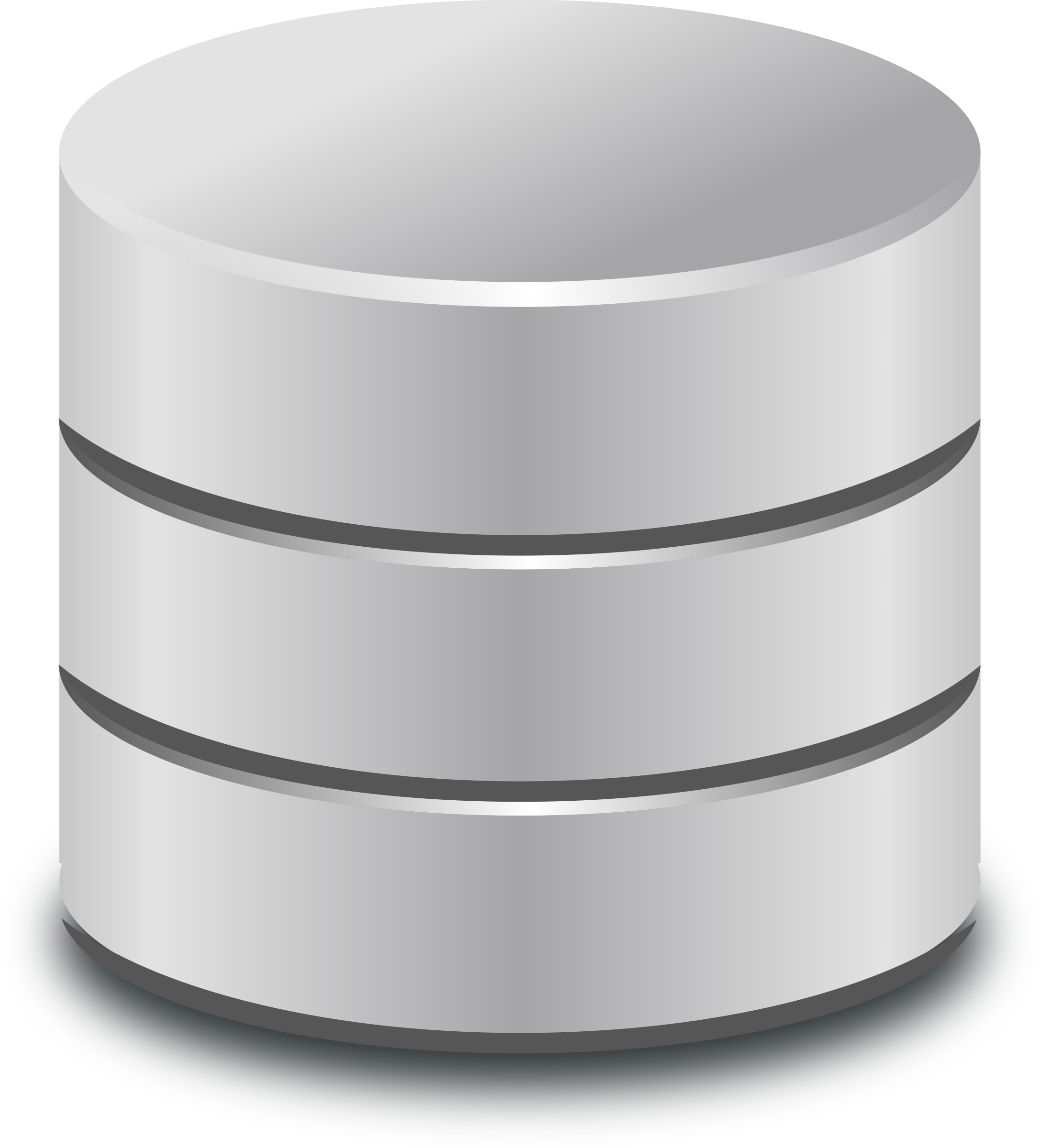 Silver Cylindrical Database Storage Symbol Isolated PNG Graphic