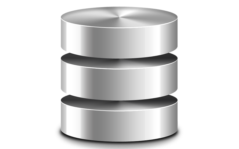 Silver Database Stack Cylinder For Data Storage PNG Icon