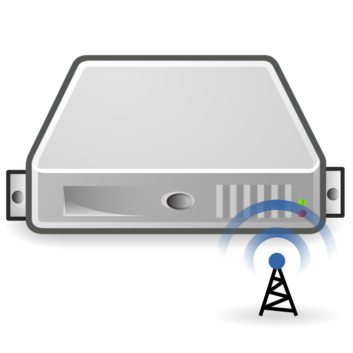 Silver Network Storage Server With Wireless Signal Antenna PNG Illustration