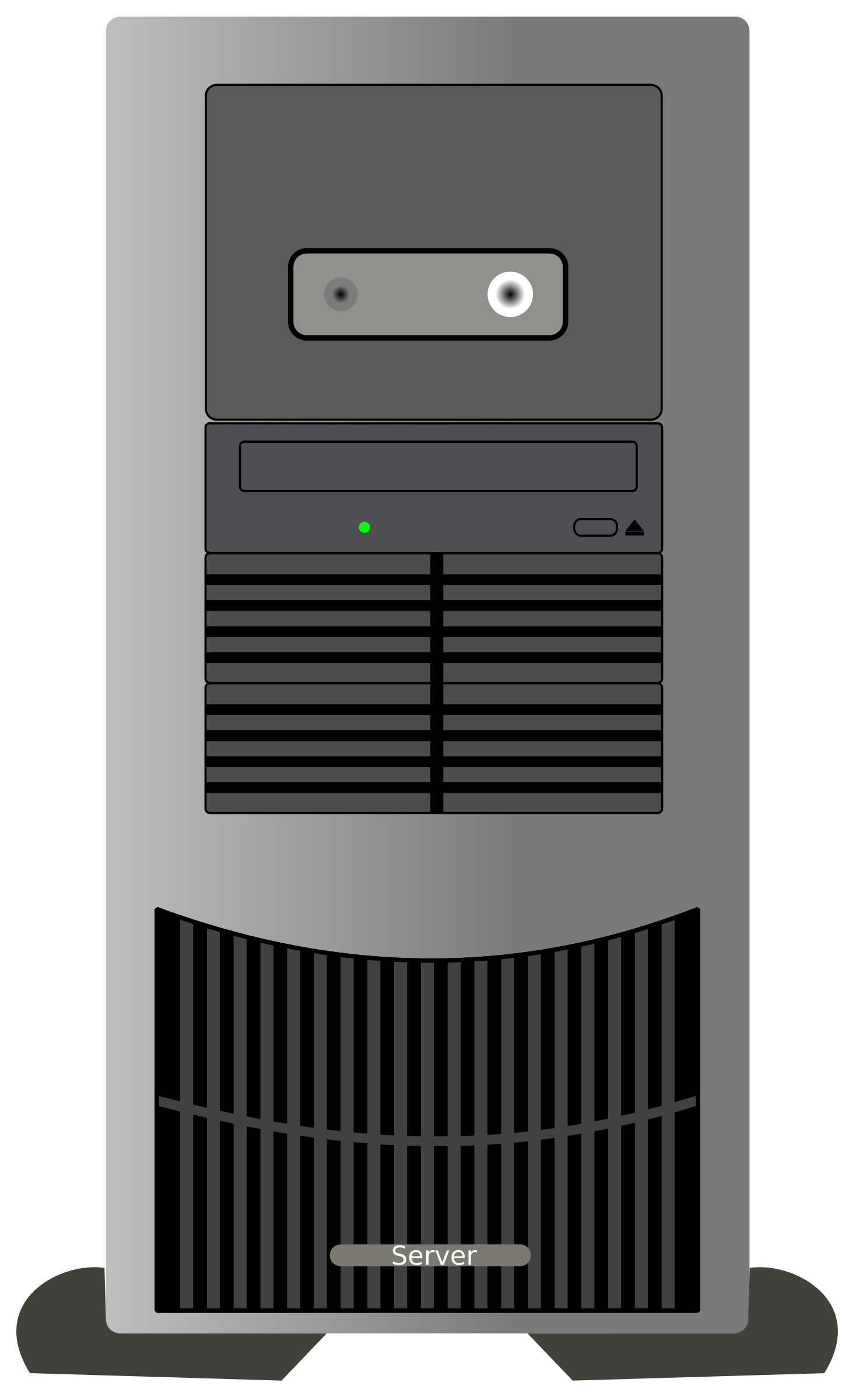 Slim Black Vertical Server Tower With Front Vent Panel PNG Product Image