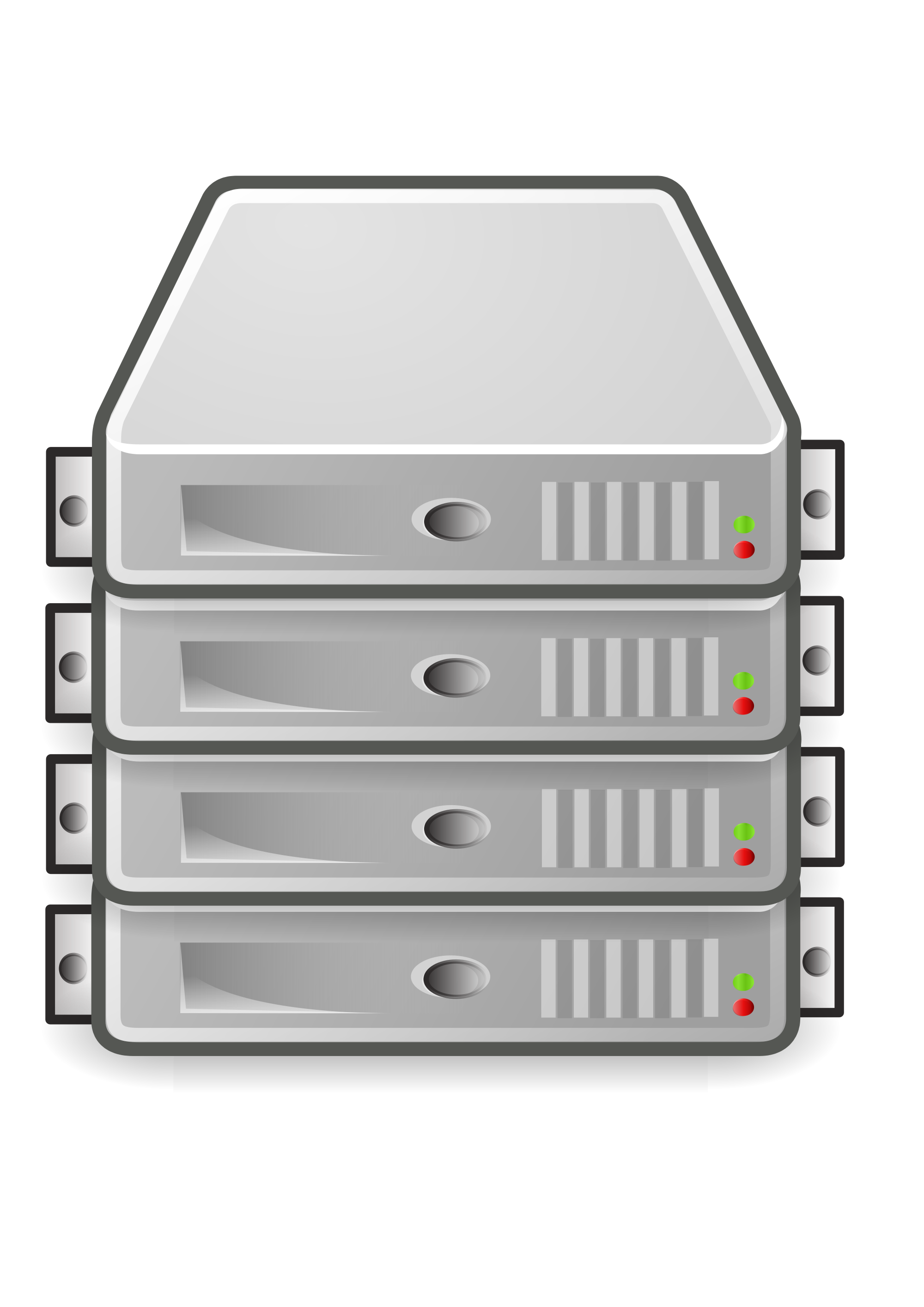 Stack Of Three Compact Gray Rack Mount Server Units PNG Product Image
