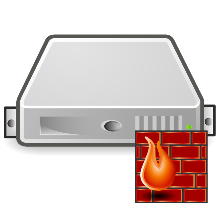 Gray Server With Firewall Protection And Flame Security Icon PNG Illustration
