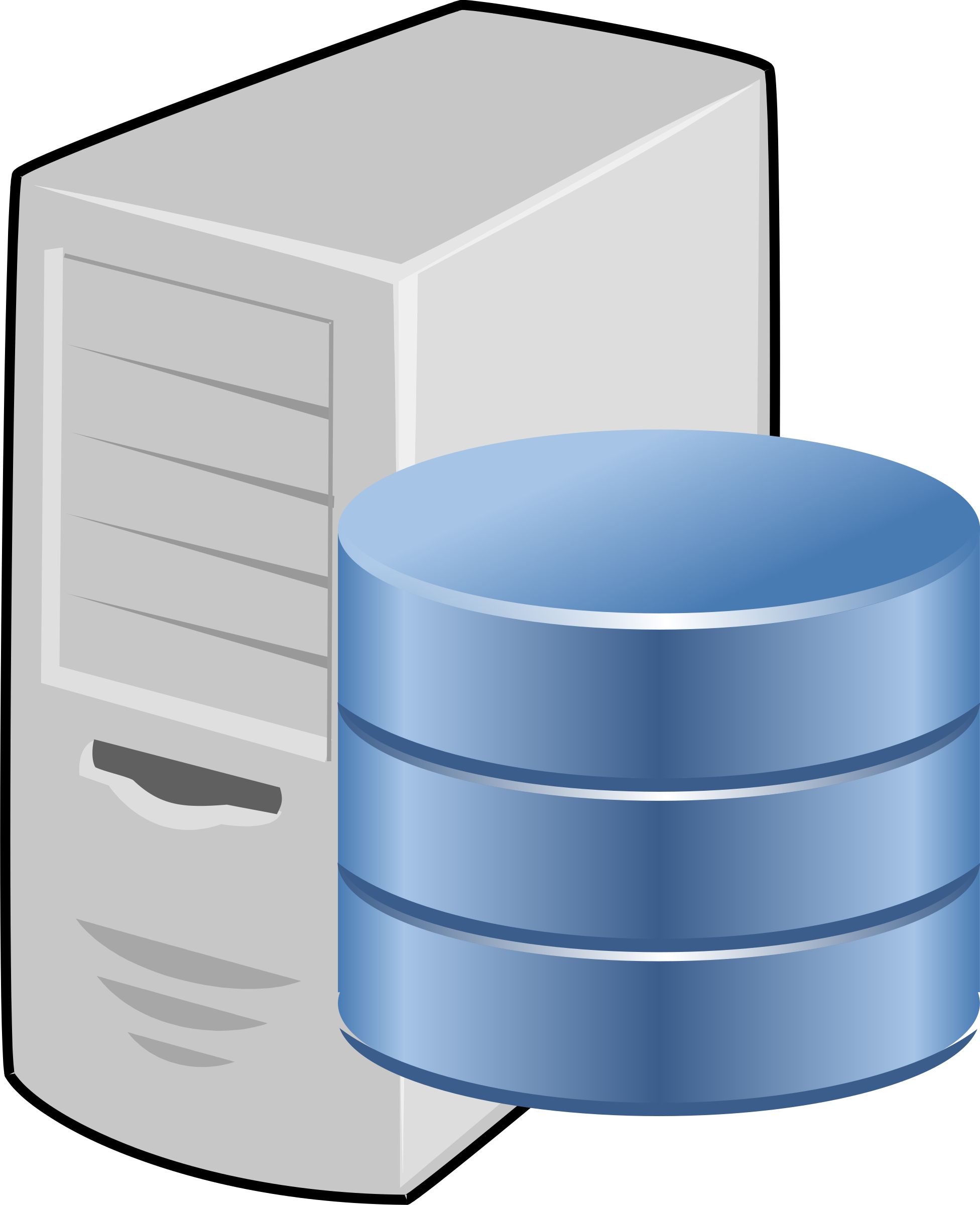 Tower Server With Blue Database Cylinder Data Storage Symbol PNG Image