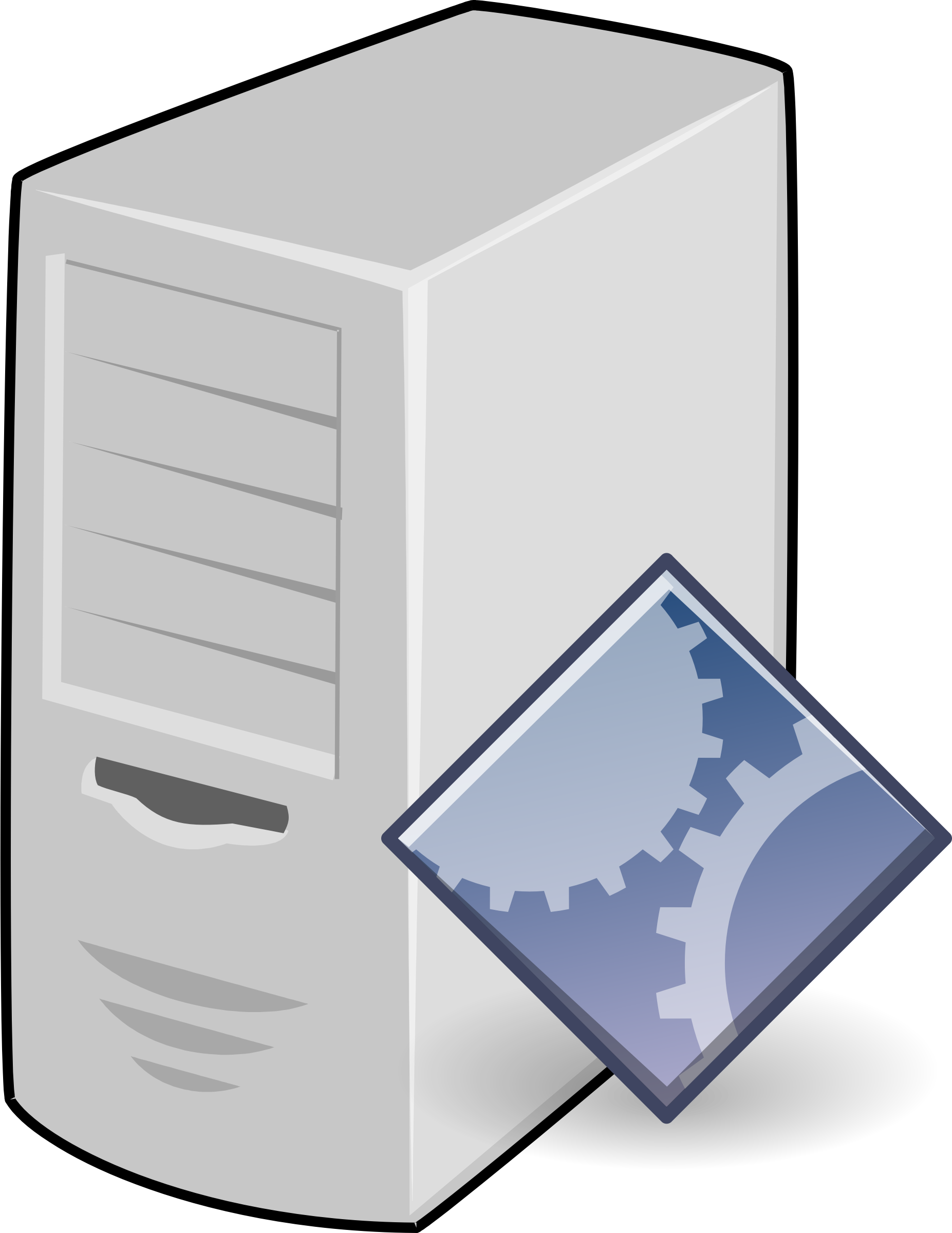 White Server Tower With Blue Circuit Chip Symbol PNG Illustration