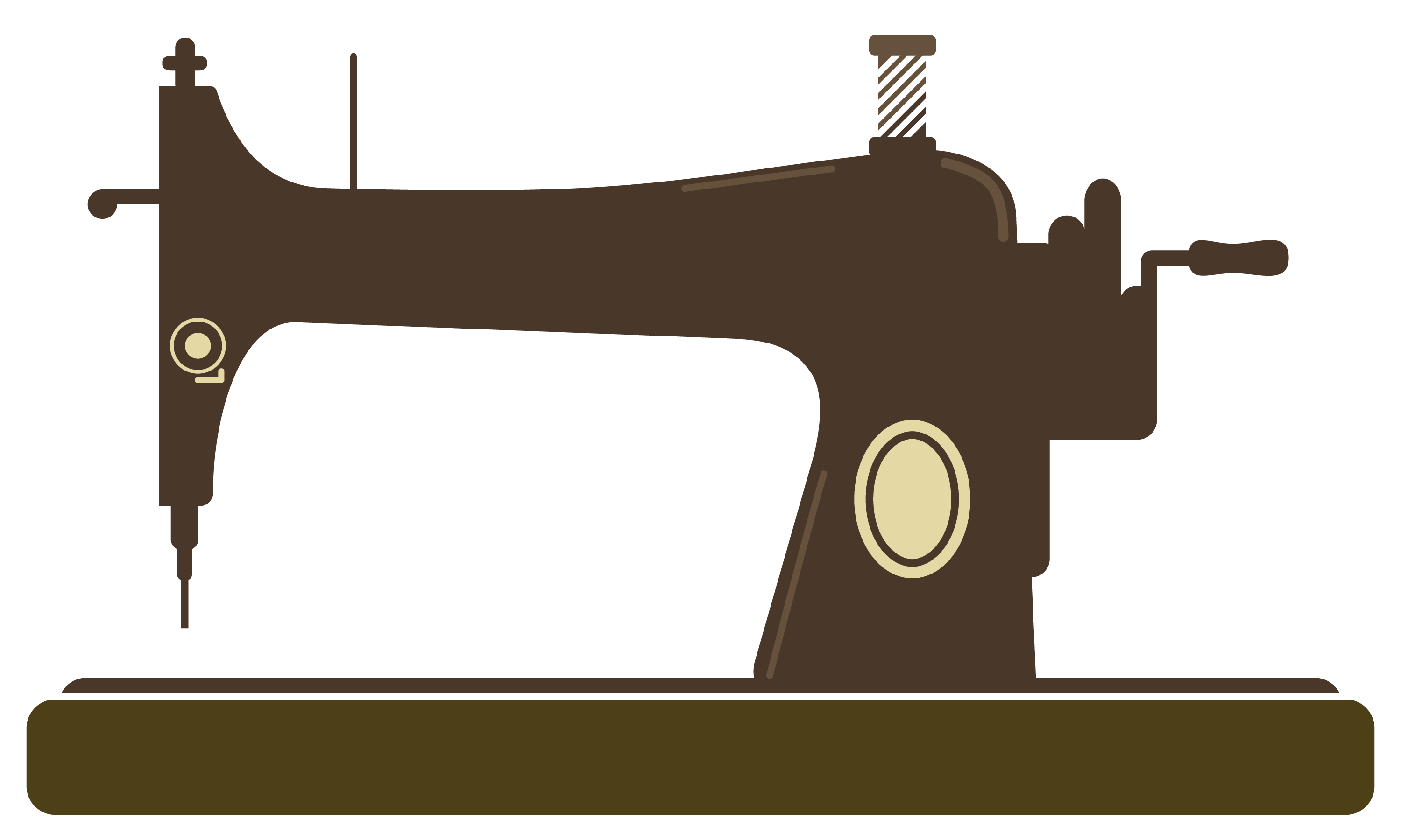 Brown Modern Sewing Machine Silhouette With Round Handwheel PNG Graphic