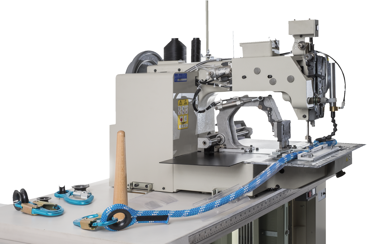 Industrial Automatic Sewing Line With Fabric Conveyor System PNG Photo