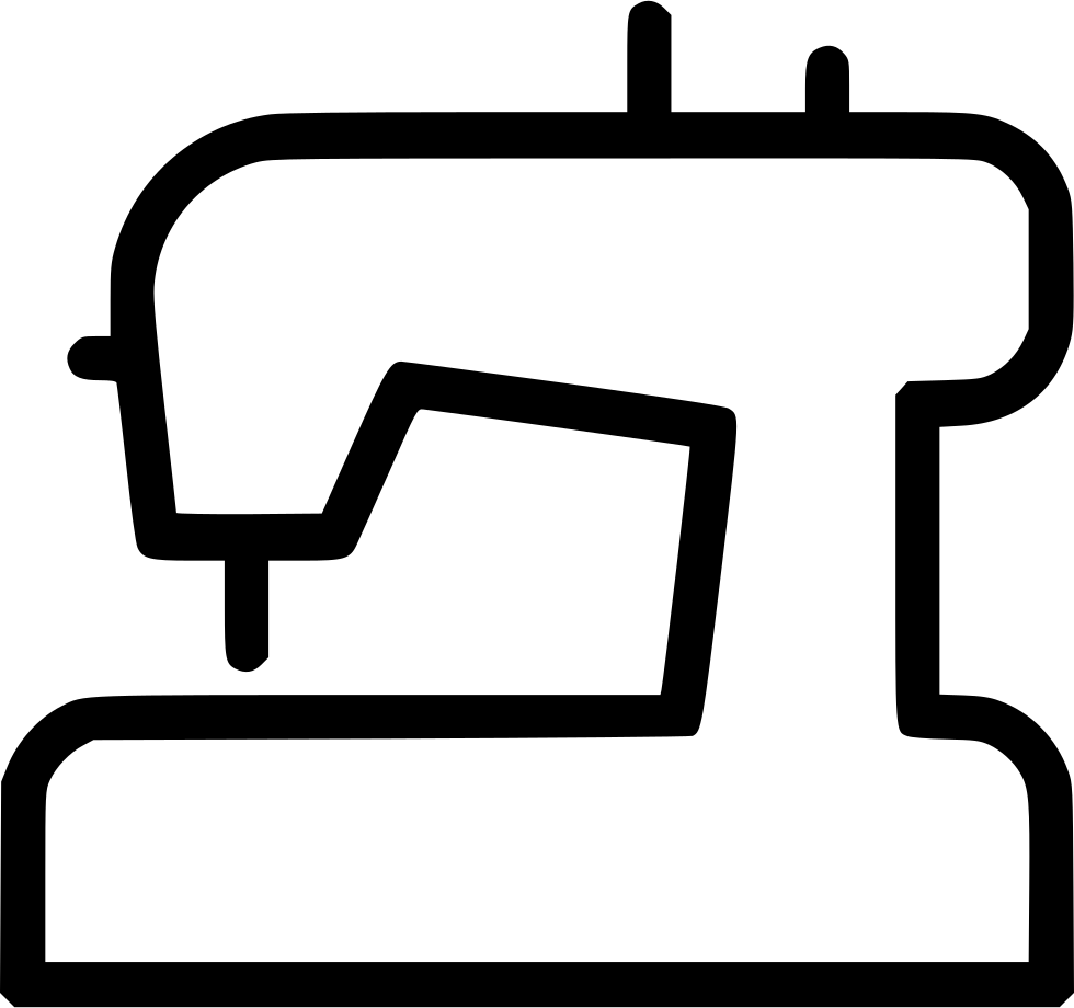Minimal Black Domestic Sewing Machine Outline Symbol Transparent PNG Icon