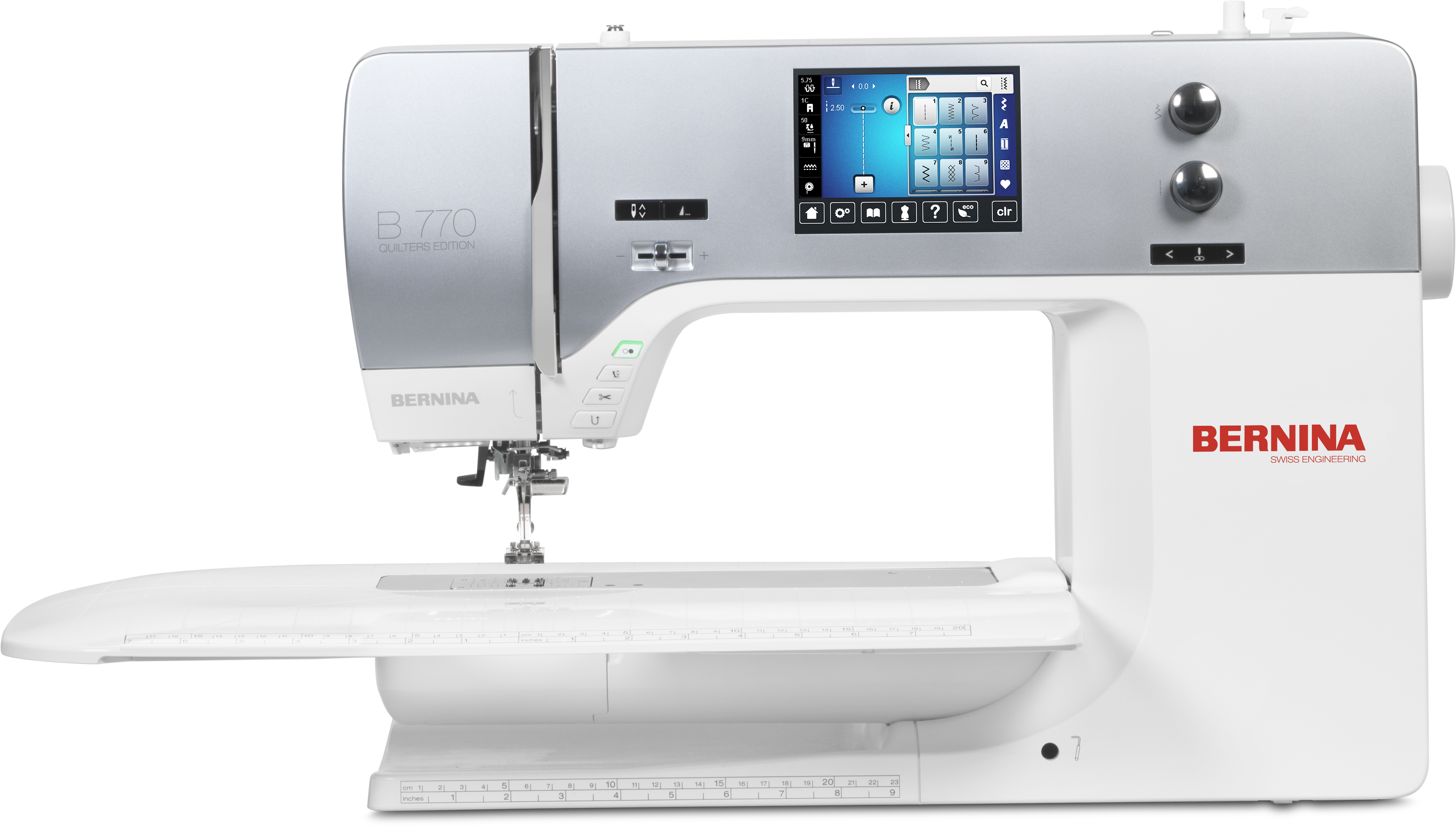 Silver Computerized Sewing Machine With Color Display Screen PNG Product Photo