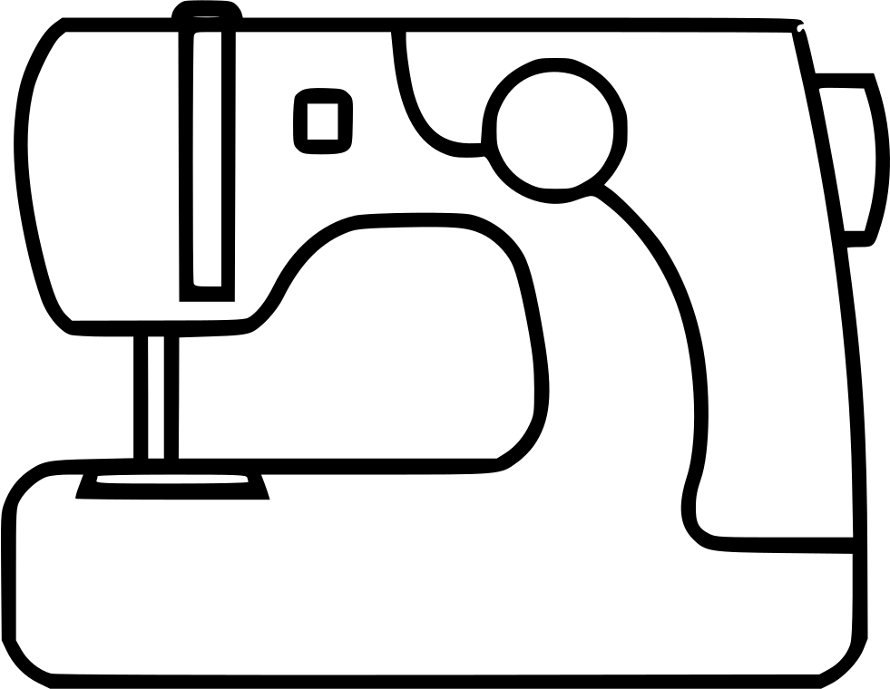 Simple Line Drawing Of Modern Sewing Machine With Top Thread Spool PNG