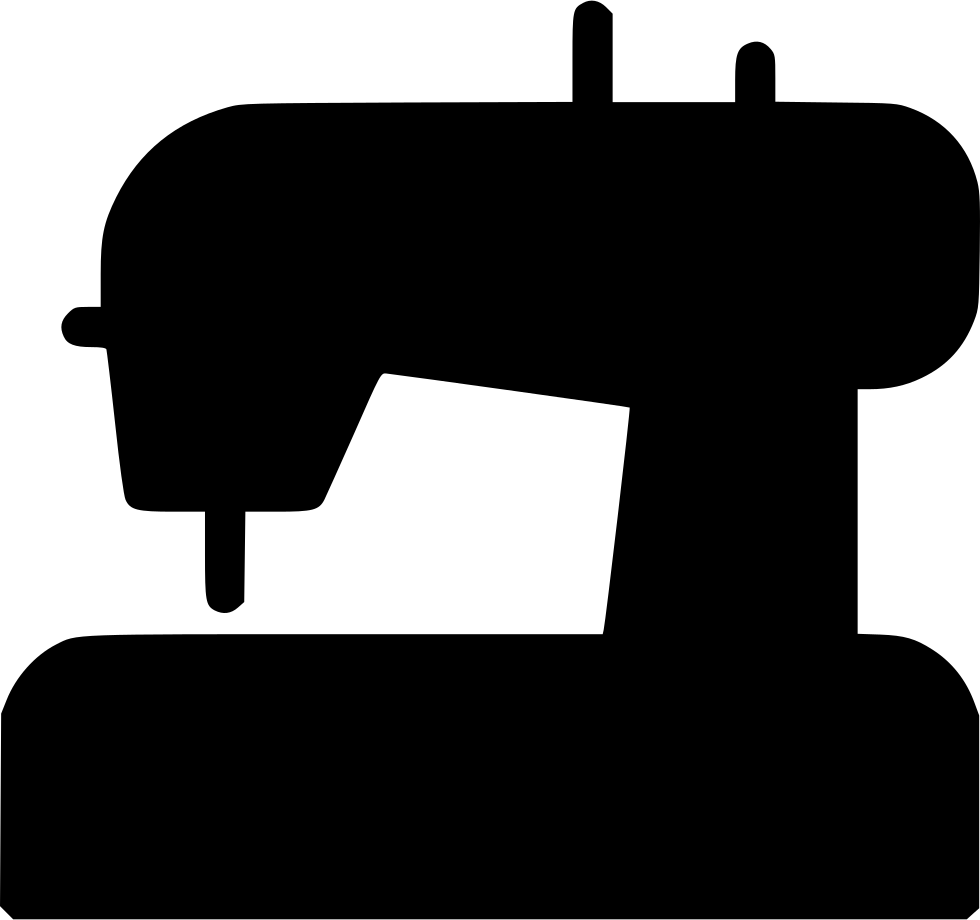 Solid Black Sewing Machine Silhouette With Needle And Thread PNG Icon