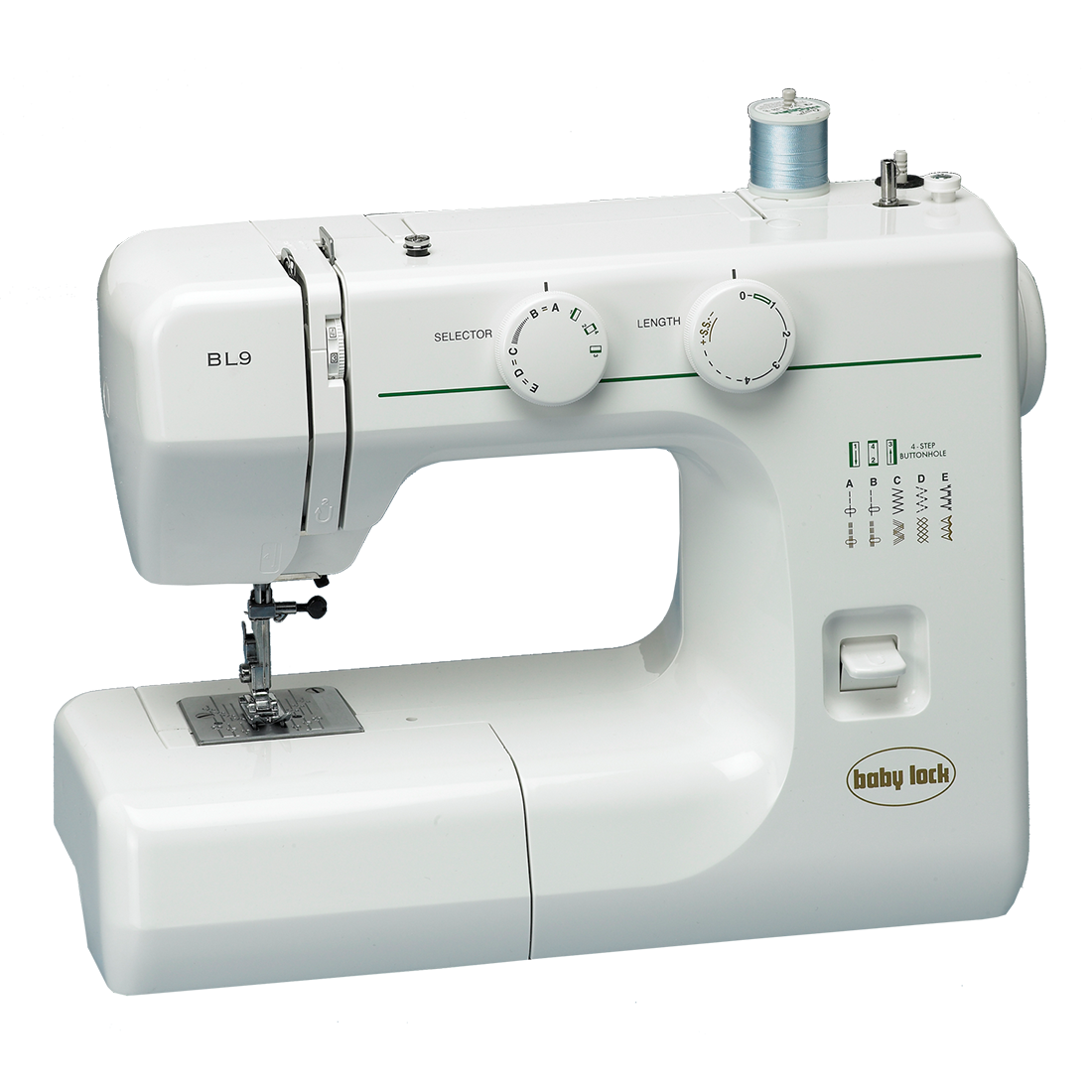 White Portable Home Sewing Machine With Front Dial Controls PNG Product Image