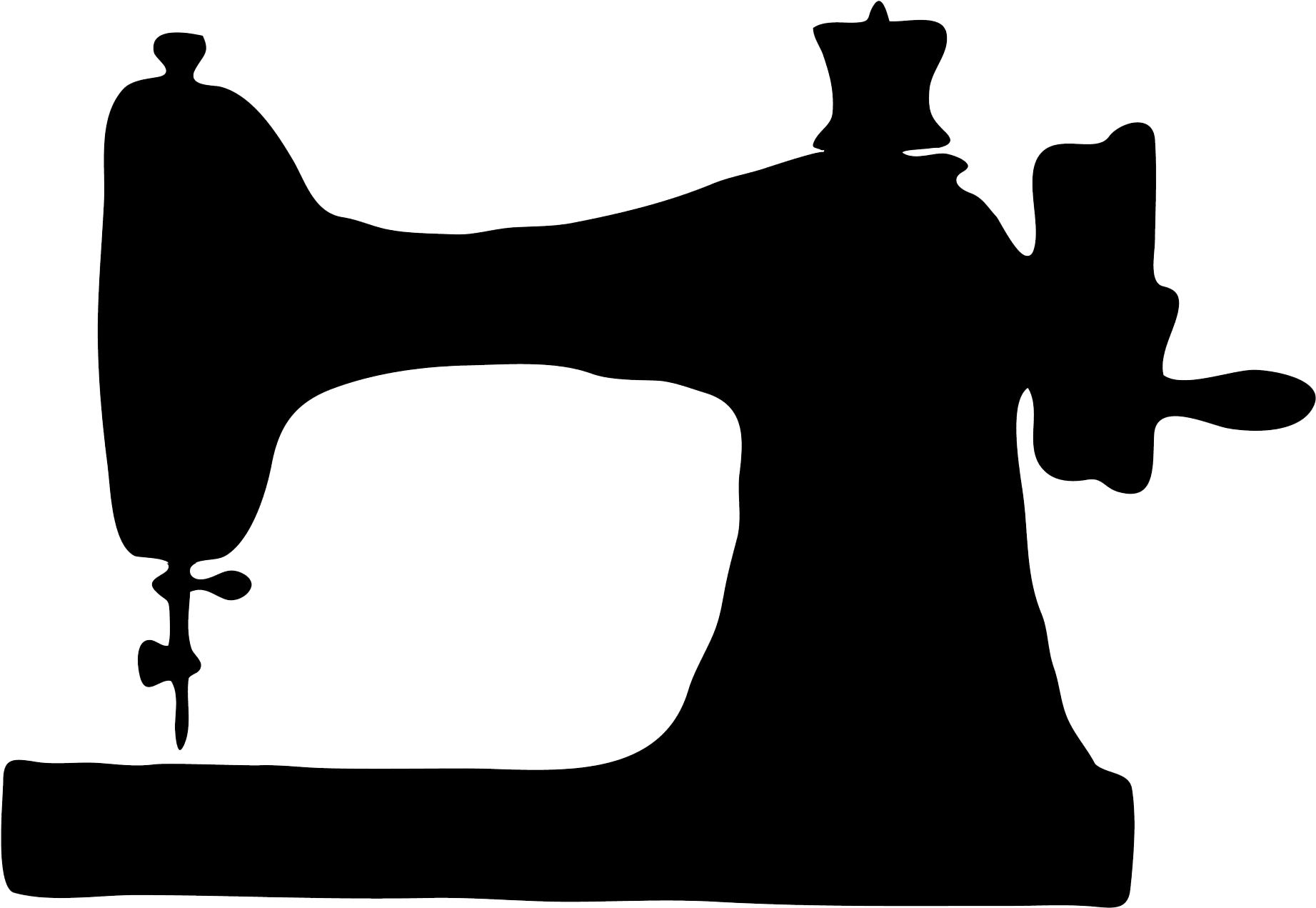Black Antique Sewing Machine Silhouette With Pedal Base PNG Graphic