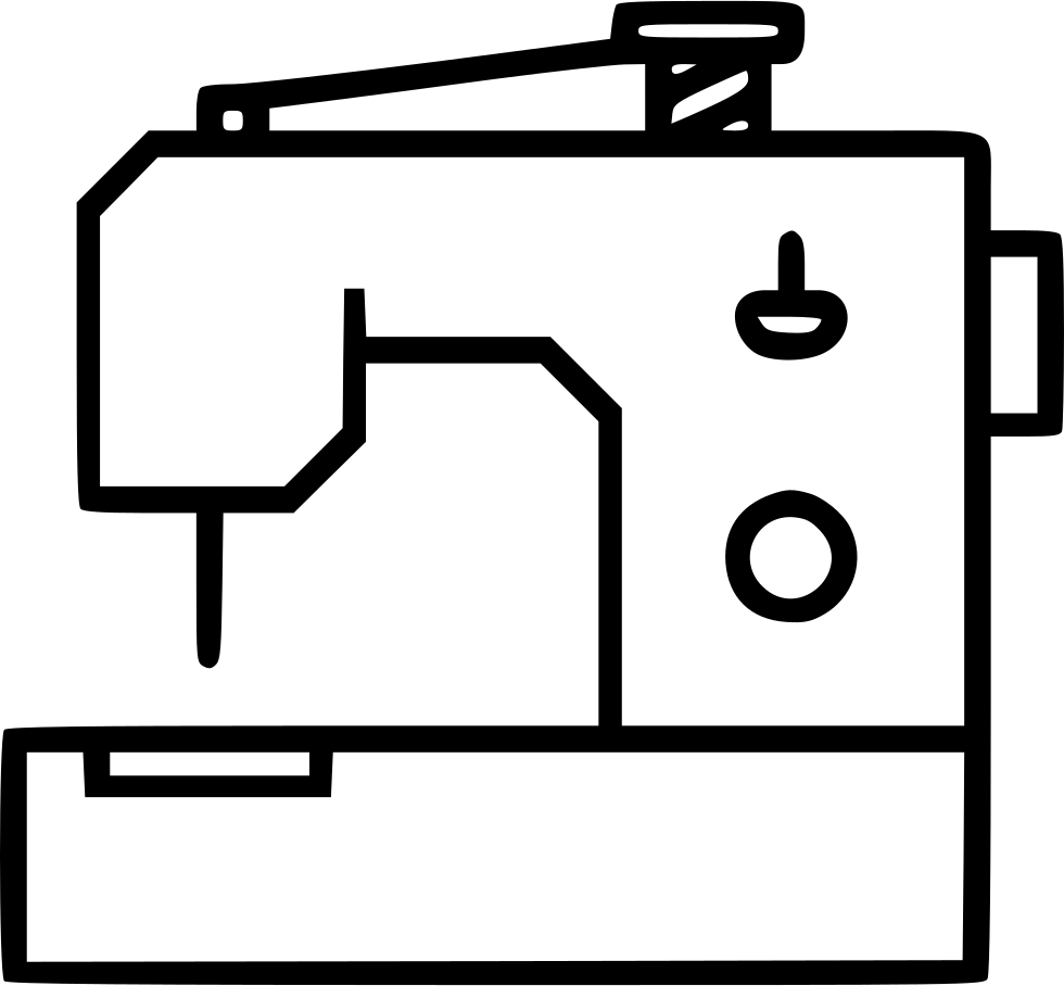 Black Outline Sewing Machine Symbol With Needle And Thread PNG Icon