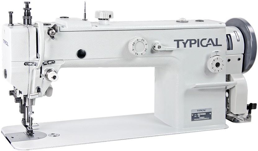 Typical Industrial Sewing Machine With Long Flat Work Table PNG Photo