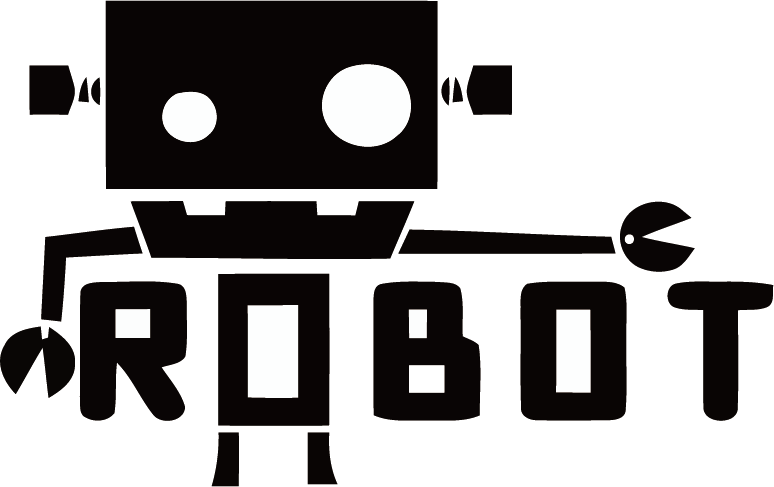 Black Robot Head And Bold Robot Wordmark Transparent PNG Graphic