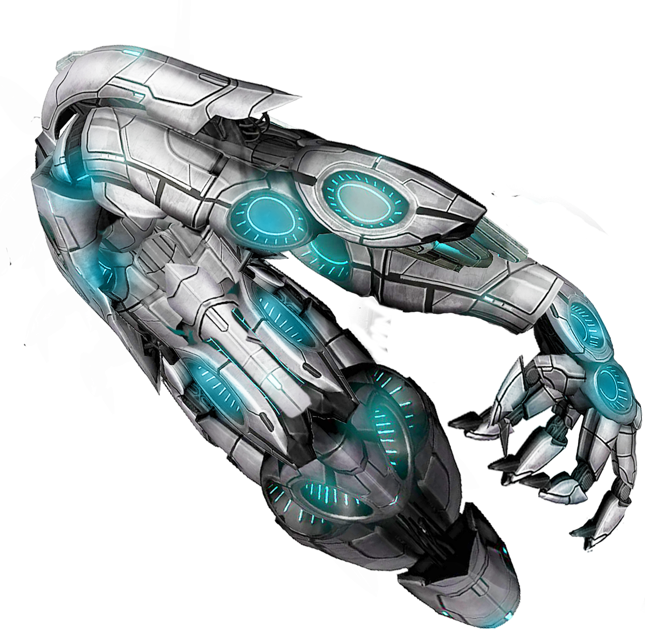 Close Up White And Cyan Android Arm And Futuristic Mechanical Body PNG