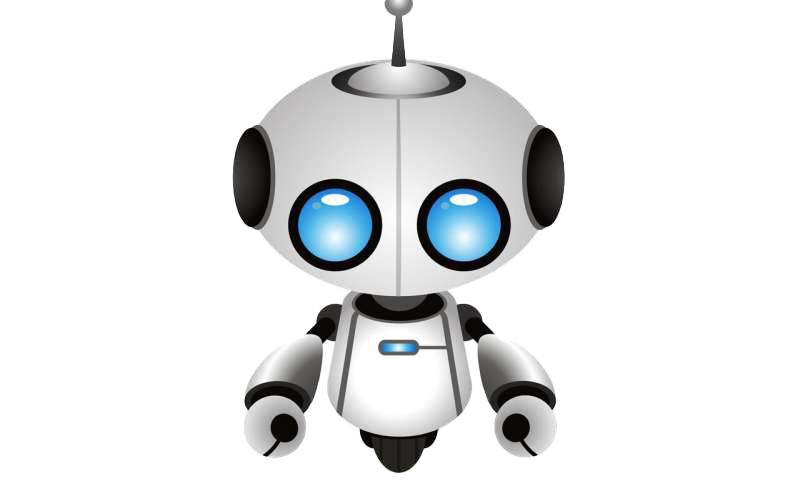 Cute White Companion Robot With Large Blue Eyes Transparent PNG Illustration