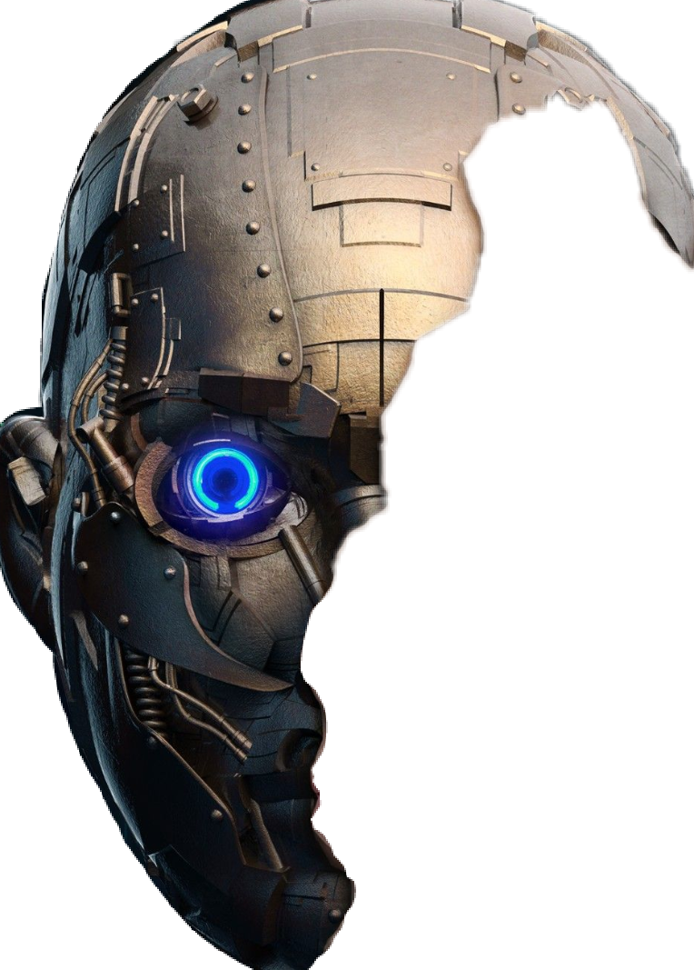 Half Human Half Cyborg Face With Exposed Mechanical Components PNG Image