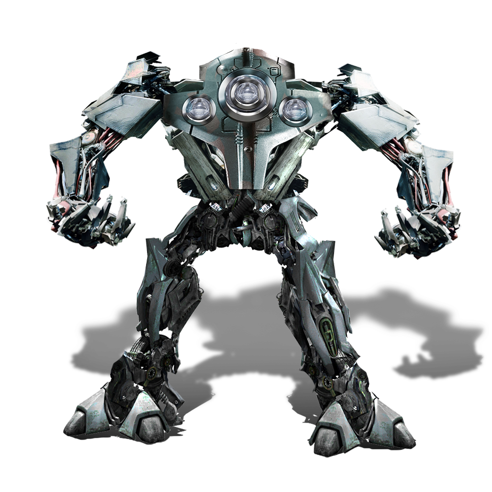 Heavy Silver Transforming Mecha Robot With Broad Shoulders PNG Illustration