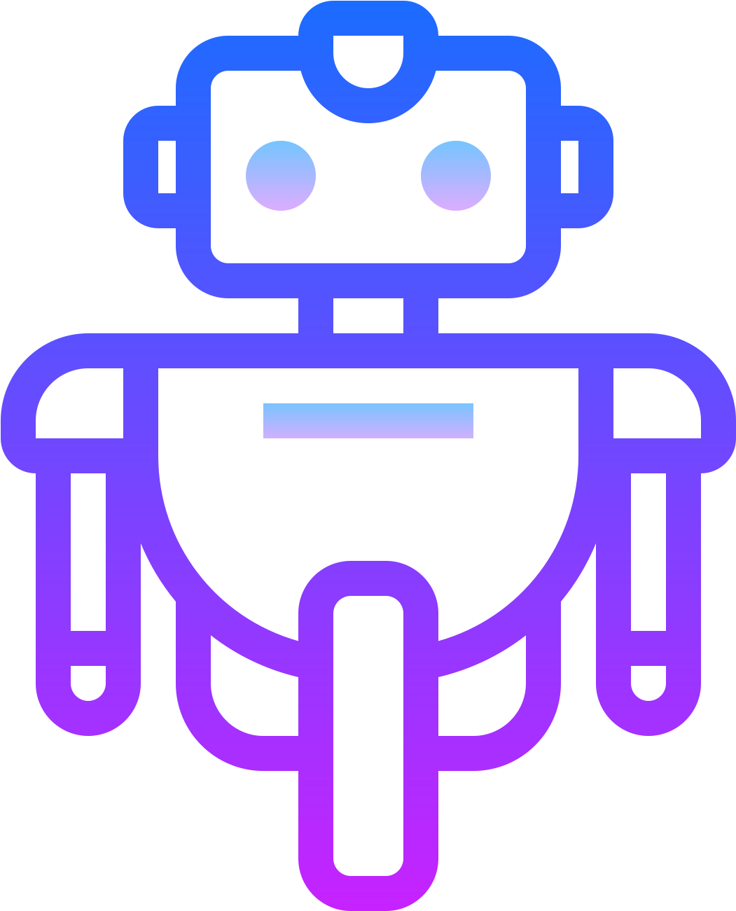 Purple And Blue Line Art Robot Icon With Simple Geometric Body PNG