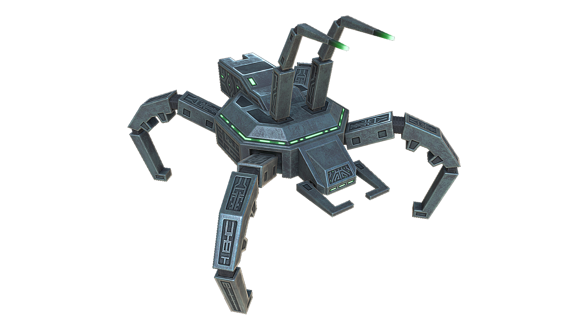 Small Gray Spider Robot With Multiple Mechanical Legs PNG Image