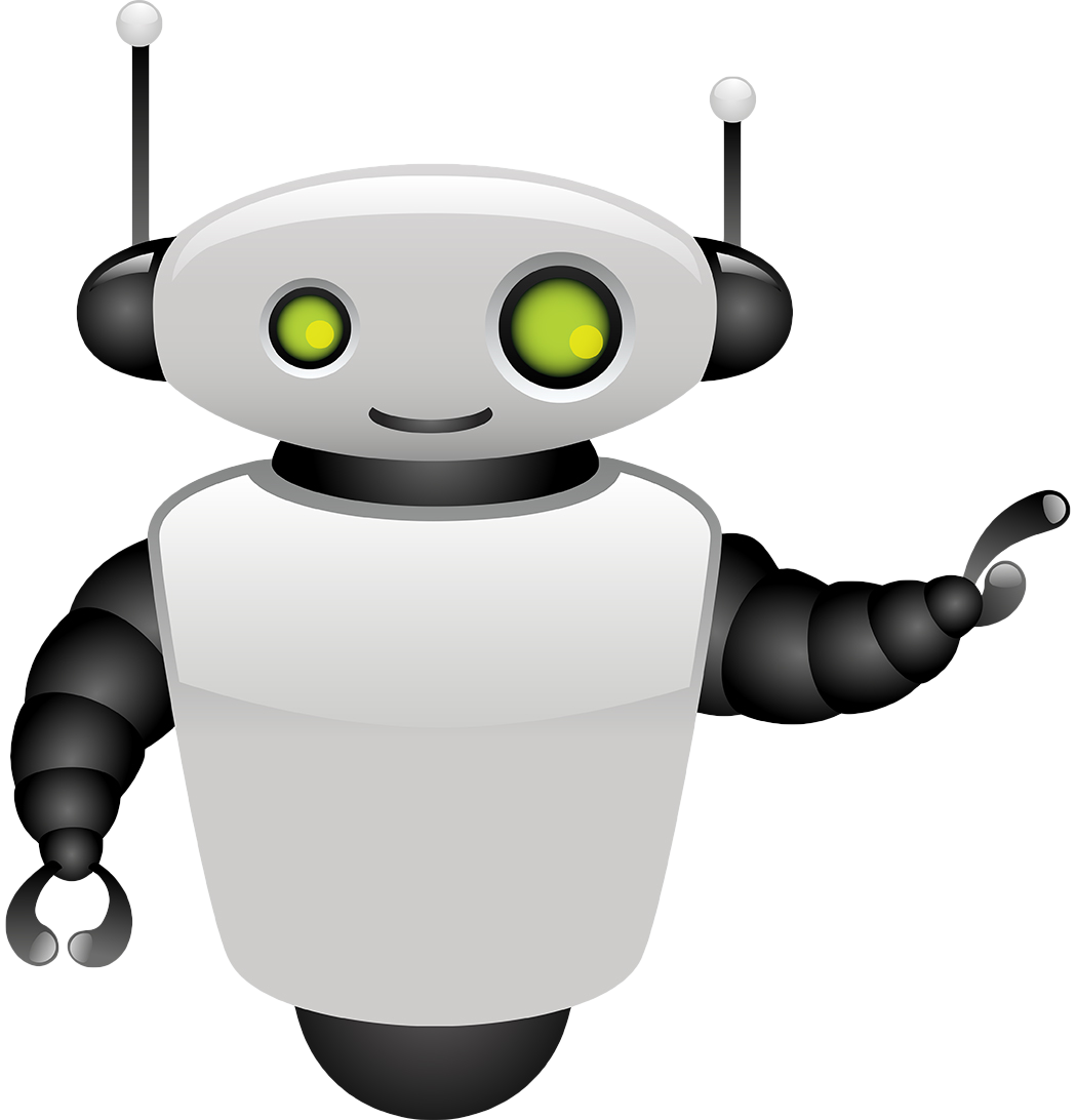 Cheerful Silver Robot with Green Eyes