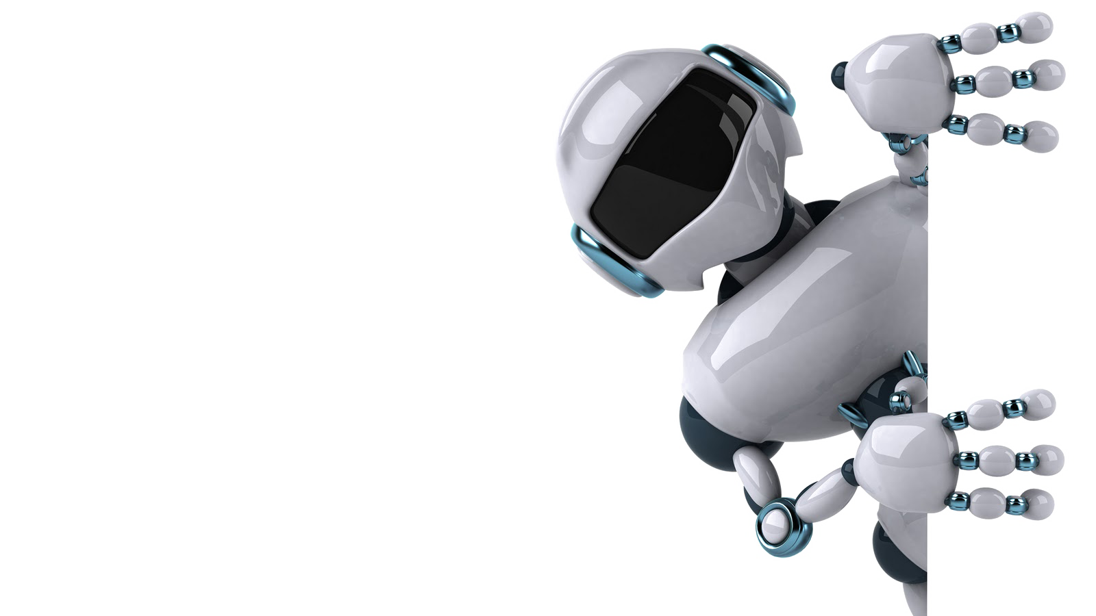 White Futuristic Robot With Multiple Camera Arms And Black Face Screen PNG