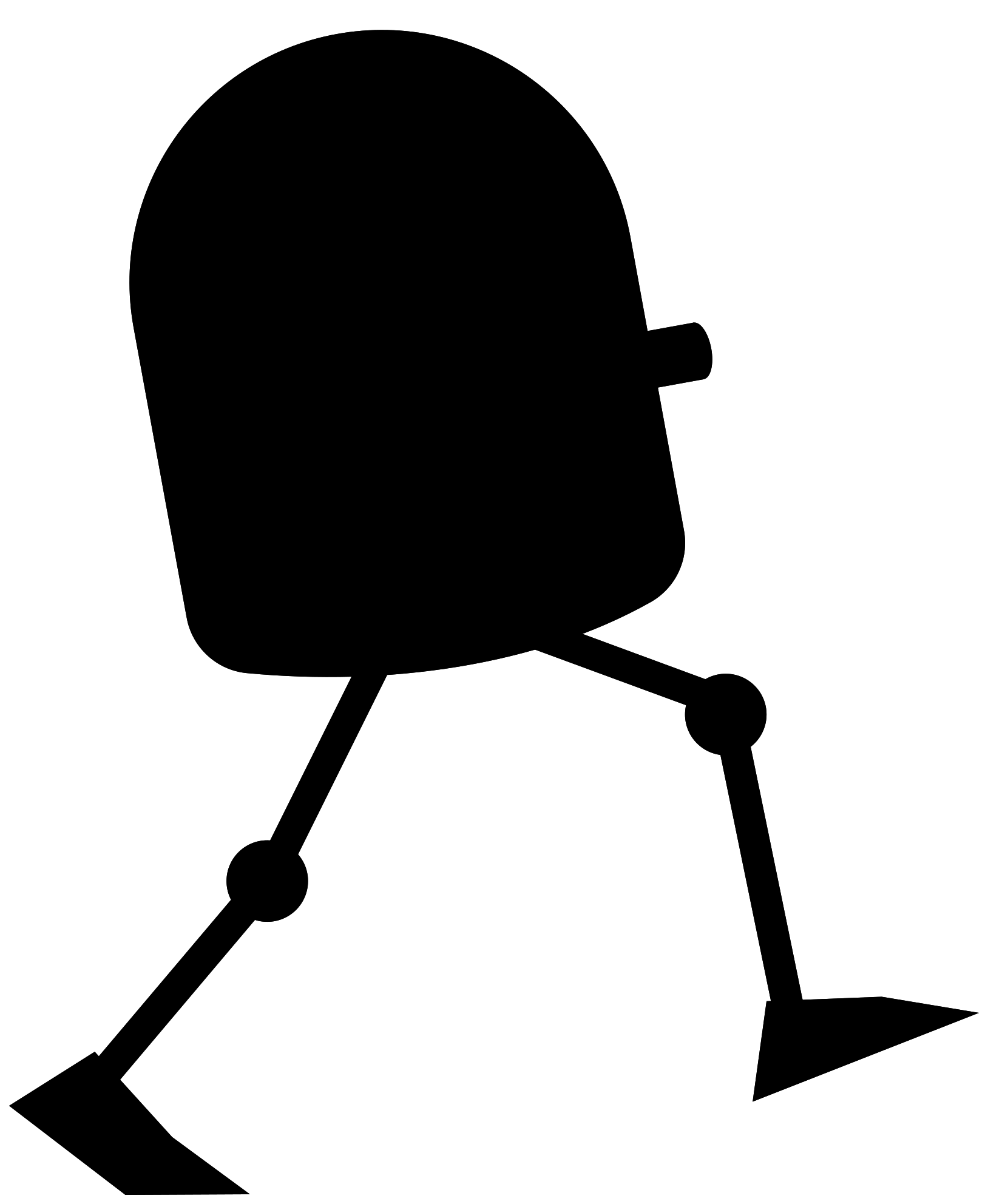 Black Walking Robot Silhouette With Long Mechanical Legs PNG Icon