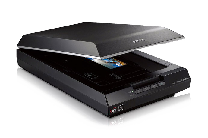 Open Black Flatbed Scanner With Glass Bed And Raised Cover PNG Image