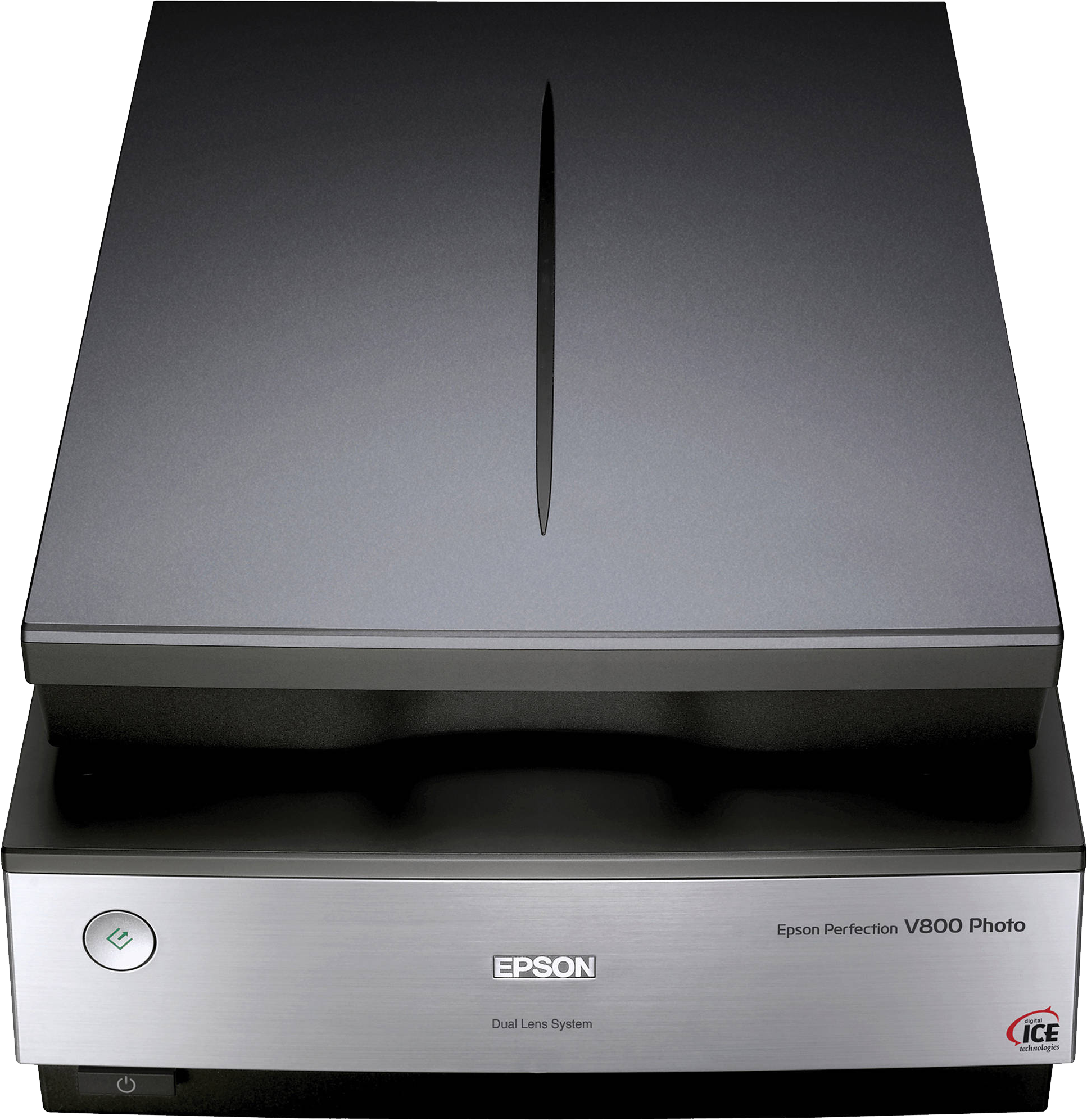Silver Top View Document Scanner With Narrow Center Lid PNG Image