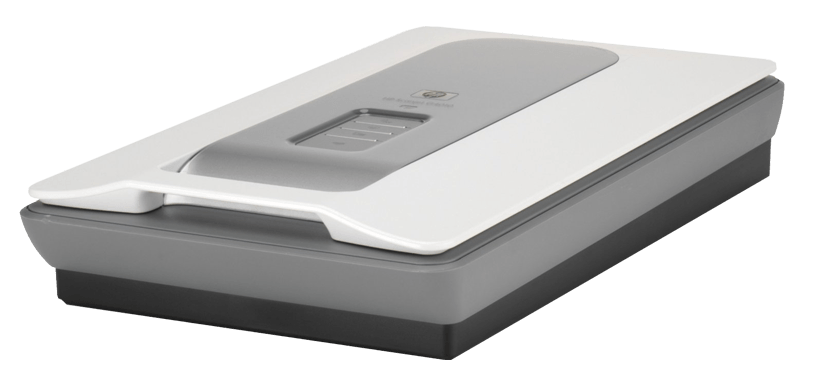 White Flatbed Document Scanner With Gray Base And Top Cover PNG Photo