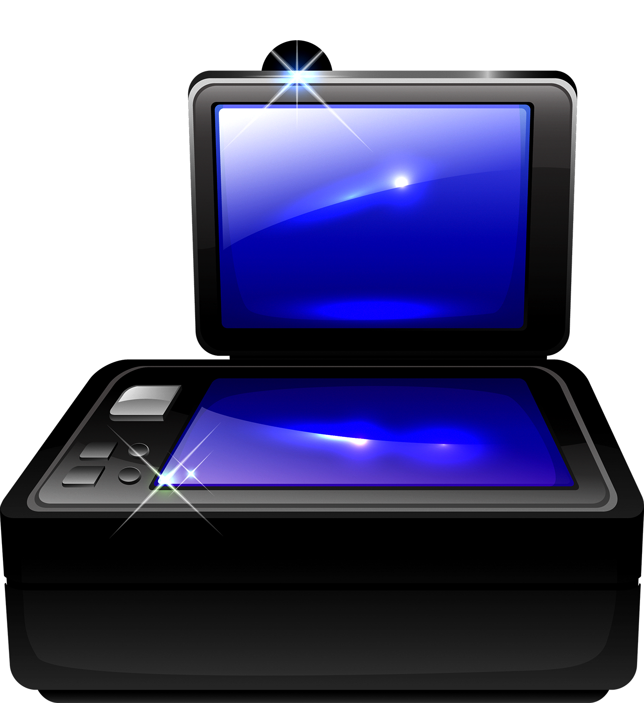 Digital Film Slide Scanner With Blue Preview Screen And Open Lid PNG Image