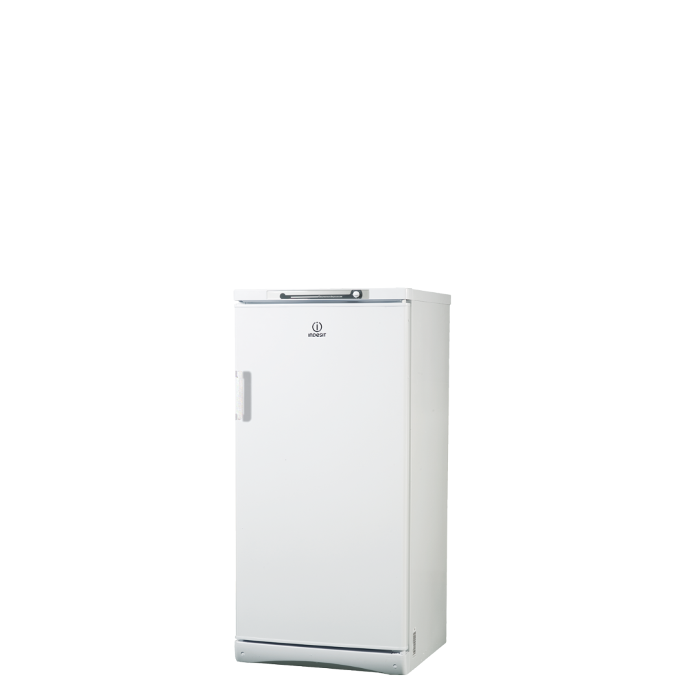 Narrow White Upright Freezer With Small Top Compartment PNG Product Photo