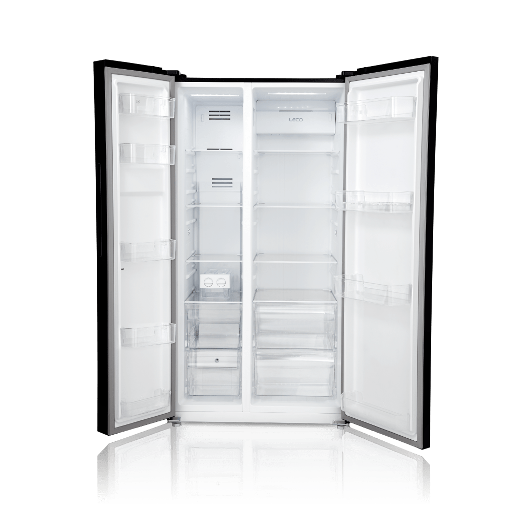 Open Commercial Double Door Display Refrigerator With Glass Shelves PNG