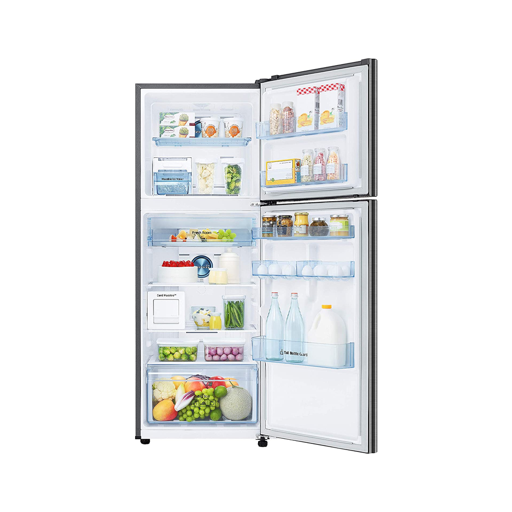 Open Refrigerator Filled With Fresh Food And Drink Containers PNG Photo