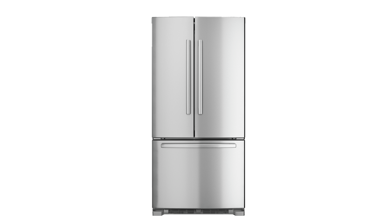 Slim Stainless Bottom Freezer Refrigerator With Twin Doors PNG Image