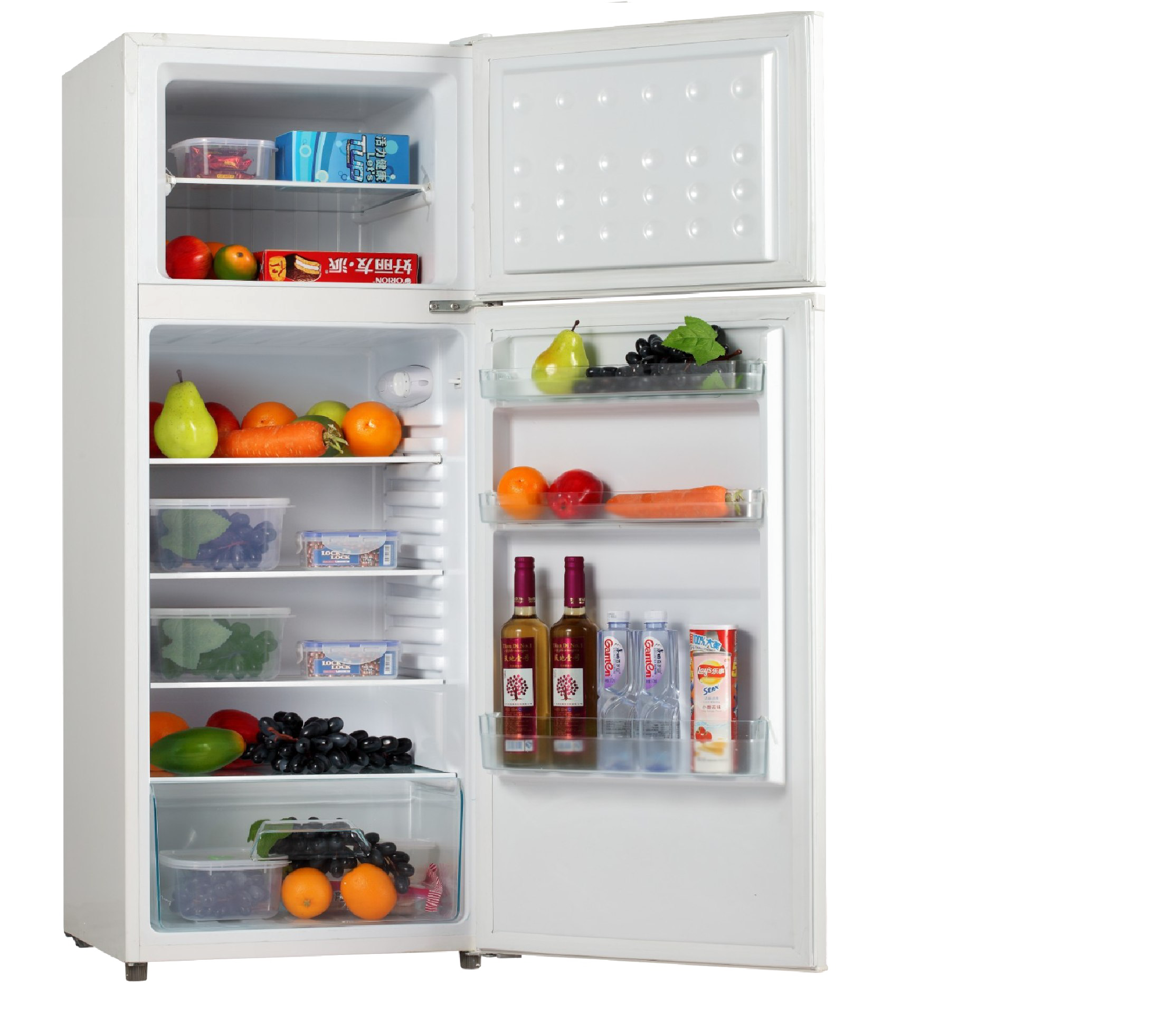 White Refrigerator Interior With Fresh Vegetables And Produce PNG Photo