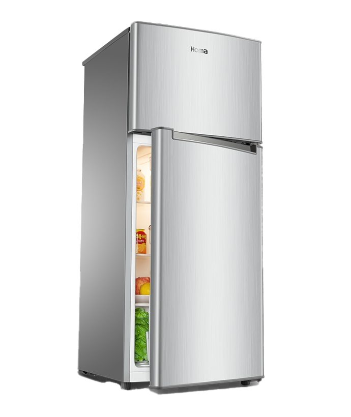White Top Freezer Refrigerator Open To Show Interior Storage Shelves PNG
