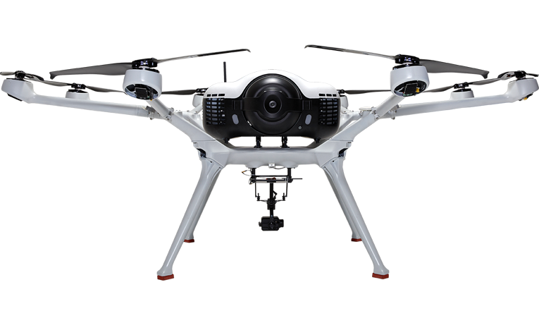 Gray Hexacopter Aerial Photography Drone With Stabilized Camera PNG